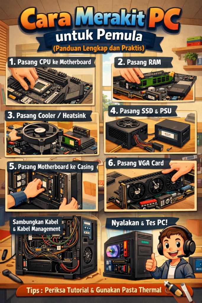 Cara Merakit PC untuk Pemula (Panduan Lengkap dan Praktis)